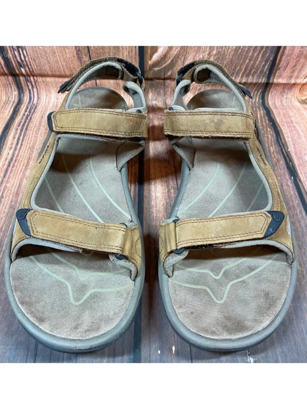 TEVA Mens 11 Langdon River Brown Leather Waterproof Sport Sandals 1002263